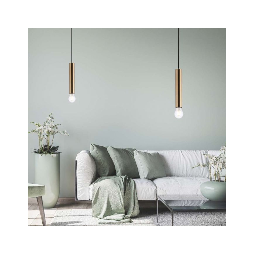 Leuchten Direkt 15617-60 - Luster na sajli BRUNA 1xE27/60W/230V mesing