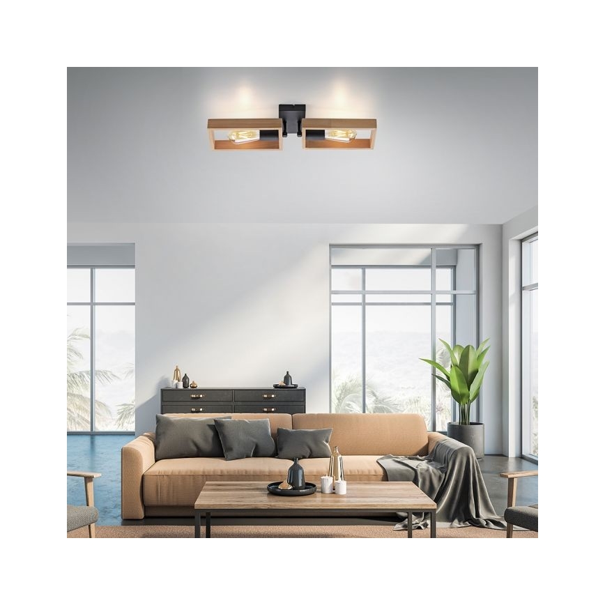 Leuchten Direkt 15657-18 - Plafonski luster FRANKY 2xE27/60W/230V akacija