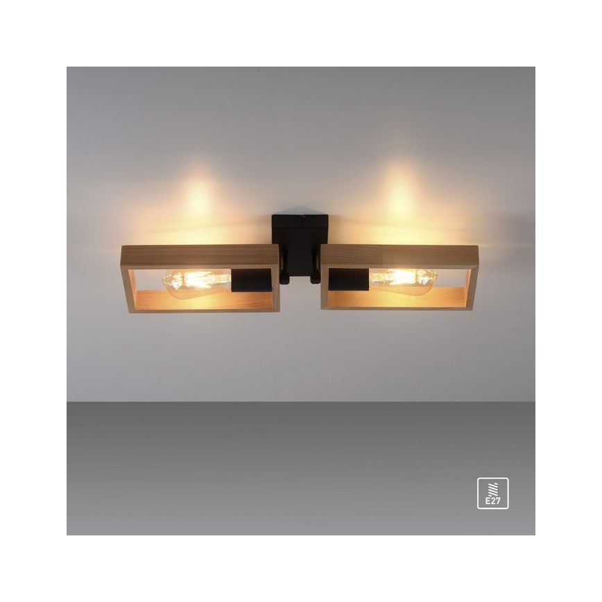 Leuchten Direkt 15657-18 - Plafonski luster FRANKY 2xE27/60W/230V akacija