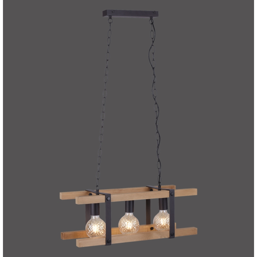 Leuchten Direkt 15683-79 - Luster na lancu EDITH 3xE27/60W/230V borovina