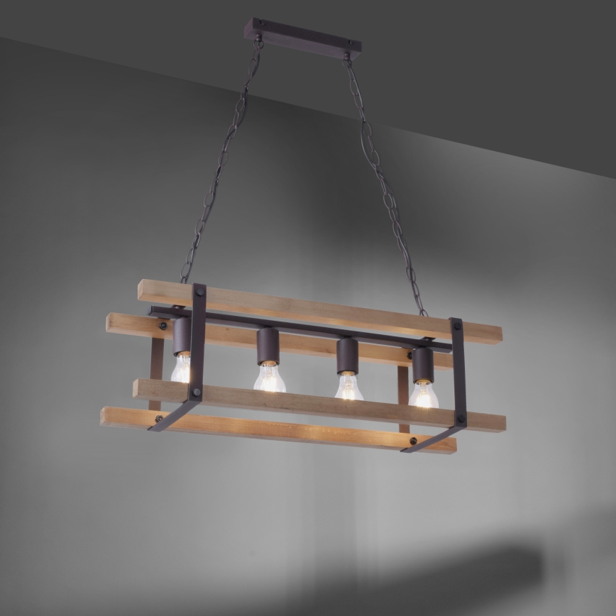 Leuchten Direkt 15684-79 - Luster na lancu EDITH 4xE27/60W/230V borovina