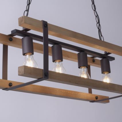 Leuchten Direkt 15684-79 - Luster na lancu EDITH 4xE27/60W/230V borovina