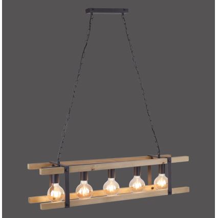 Leuchten Direkt 15685-79 - Luster na lancu EDITH 5xE27/60W/230V borovina