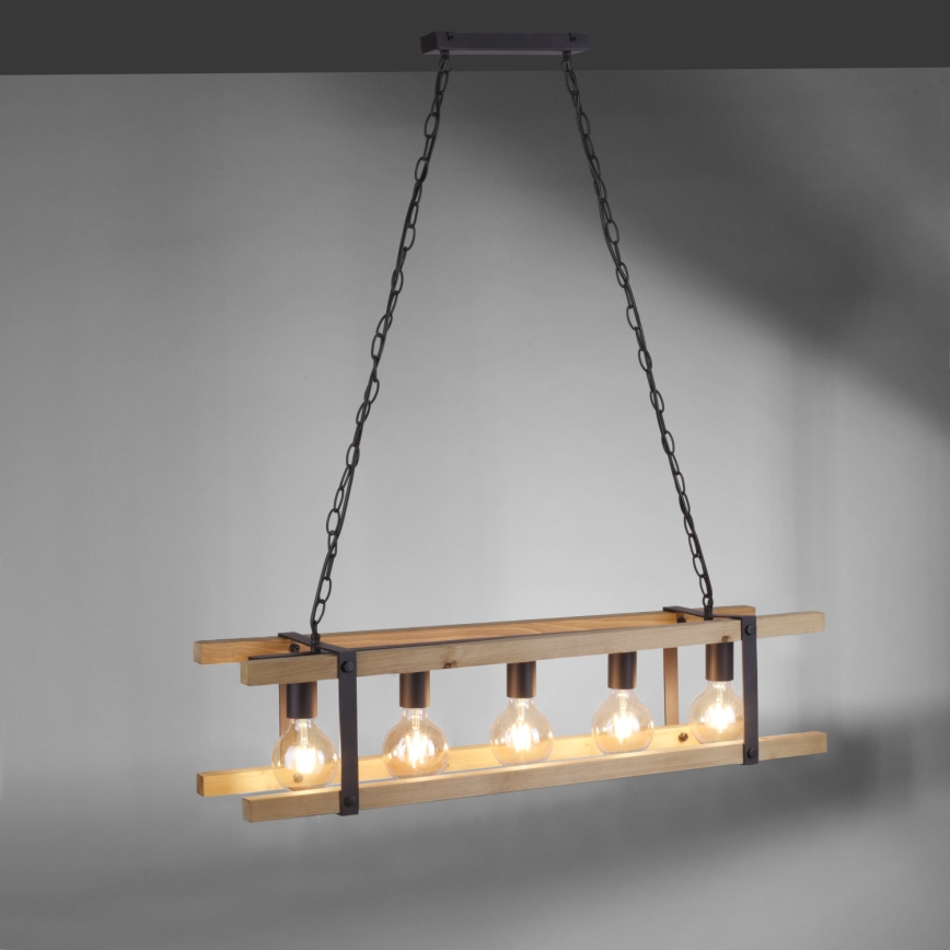 Leuchten Direkt 15685-79 - Luster na lancu EDITH 5xE27/60W/230V borovina