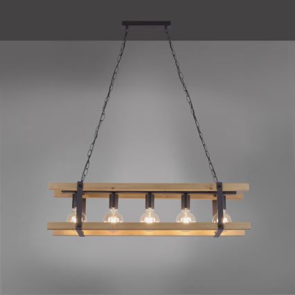 Leuchten Direkt 15685-79 - Luster na lancu EDITH 5xE27/60W/230V borovina