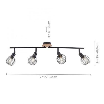 Leuchten Direkt 15924-79 - Spot svetiljka EUGEN 4xE14/40W/230V hrast