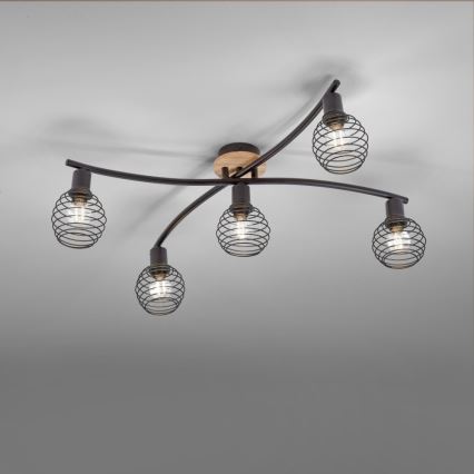 Leuchten Direkt 15925-79 - Plafonski luster EUGEN 5xE14/40W/230V, hrast