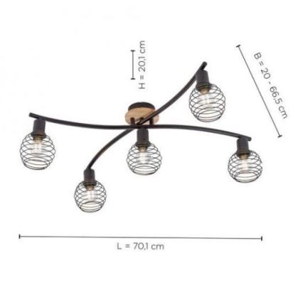 Leuchten Direkt 15925-79 - Plafonski luster EUGEN 5xE14/40W/230V, hrast