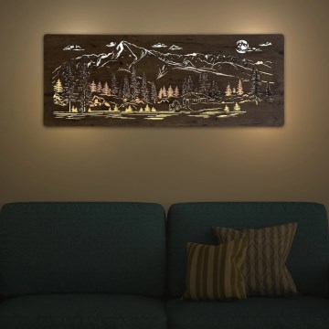 Li-Go 23521/OVL/DUB3 - LED prigušiva zidna dekoracija LED/10W/5V 30000 mAh 130x50 cm hrast/Planinska koliba