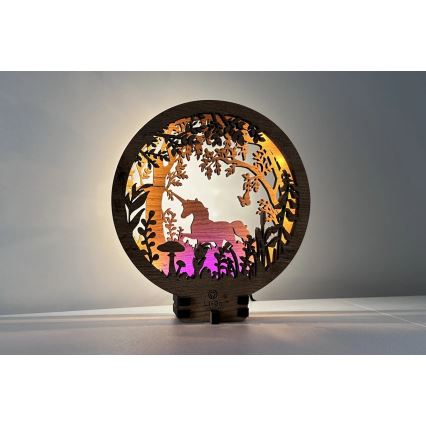 Li-Go 23568/DUB2 - LED Prigušiva stona dekoracija LED/12W/230V 20x22 cm hrast/Jednorog