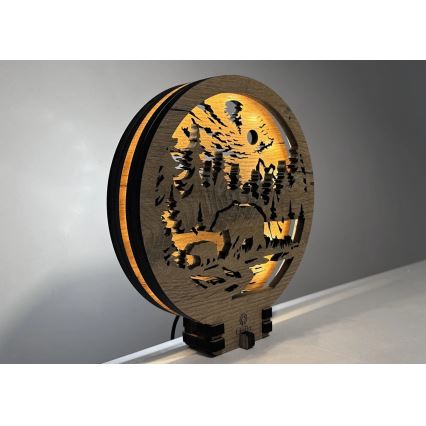 Li-Go 23595/DUB2 - LED prigušiva stona dekoracija LED/12W/230V 20x22 cm hrast/Medvedi