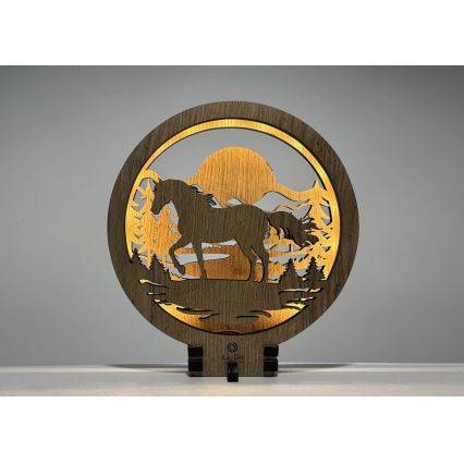 Li-Go 23598/DUB2 - LED prigušiva stolna dekoracija LED/12W/230V 20x22 cm hrast/konj