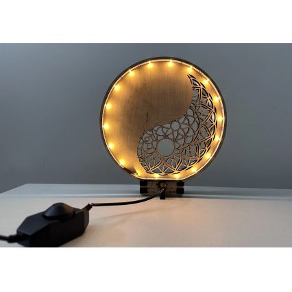 Li-Go 23607/O - prigušiva LED dekoracija za sto LED/12W/230V 20x22 cm orah/Jin Jang