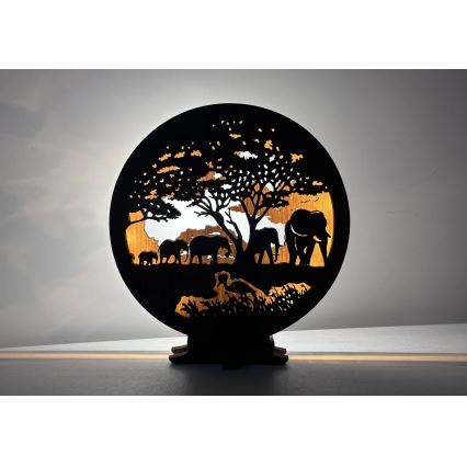 Li-Go 23610/DUB2 - LED prigušiva stona dekoracija LED/12W/230V 20x22 cm hrast/Slonovi
