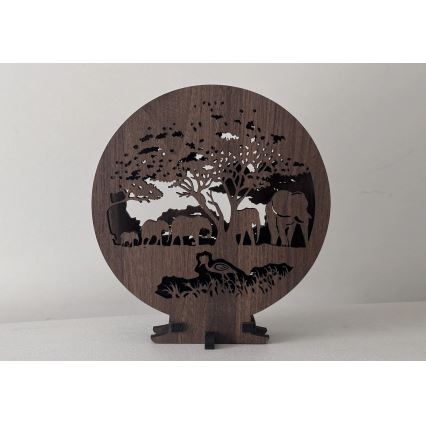 Li-Go 23610/DUB2 - LED prigušiva stona dekoracija LED/12W/230V 20x22 cm hrast/Slonovi