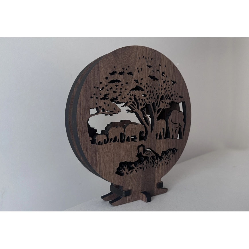 Li-Go 23610/DUB2 - LED prigušiva stona dekoracija LED/12W/230V 20x22 cm hrast/Slonovi