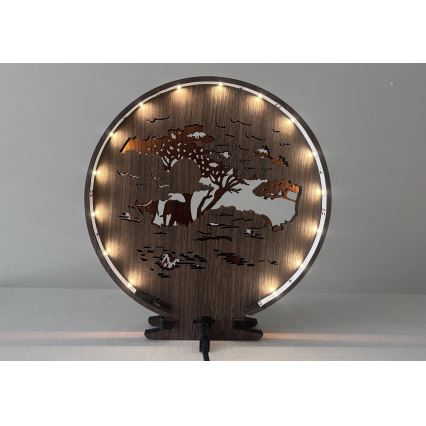 Li-Go 23610/DUB2 - LED prigušiva stona dekoracija LED/12W/230V 20x22 cm hrast/Slonovi