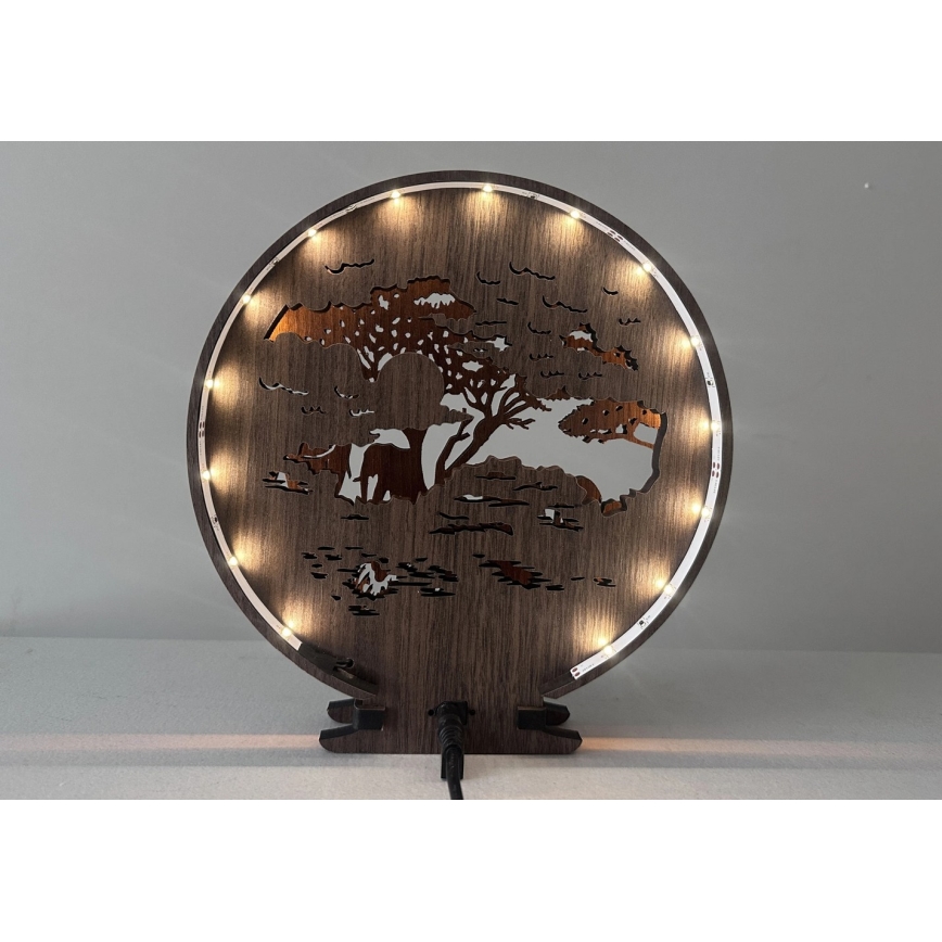 Li-Go 23610/DUB2 - LED prigušiva stona dekoracija LED/12W/230V 20x22 cm hrast/Slonovi