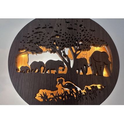 Li-Go 23610/DUB2 - LED prigušiva stona dekoracija LED/12W/230V 20x22 cm hrast/Slonovi