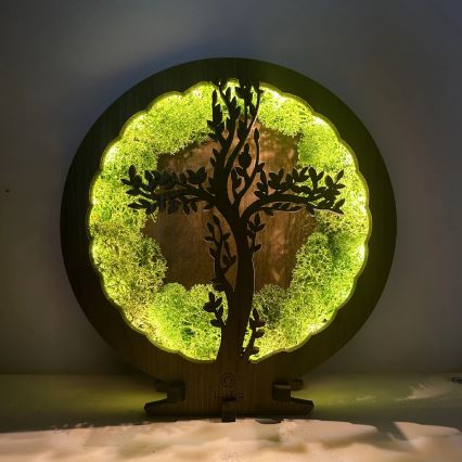 Li-Go 23622/DUB2 - prigušiva LED stona dekoracija LED/12W/230V 20x22 cm hrast/Krst u mahovini