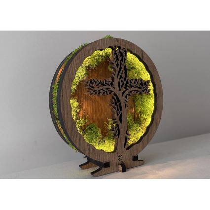 Li-Go 23622/DUB2 - prigušiva LED stona dekoracija LED/12W/230V 20x22 cm hrast/Krst u mahovini