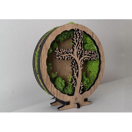 Li-Go 23622/DUB2 - prigušiva LED stona dekoracija LED/12W/230V 20x22 cm hrast/Krst u mahovini