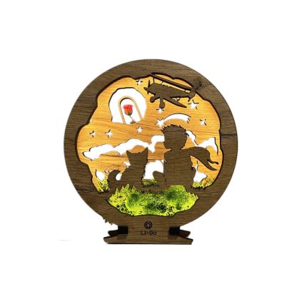 Li-Go 23634/DUB2 - LED prigušiva stona dekoracija LED/12W/230V 20x22 cm hrast/Mali princ s ružom