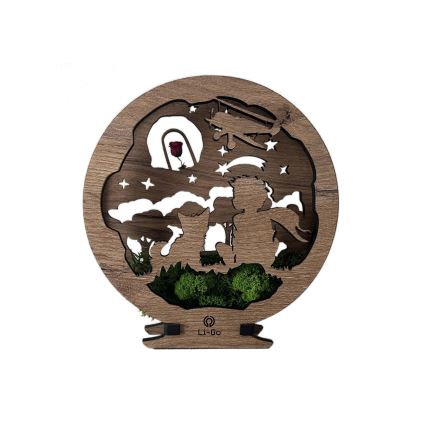 Li-Go 23634/DUB2 - LED prigušiva stona dekoracija LED/12W/230V 20x22 cm hrast/Mali princ s ružom