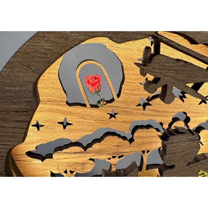 Li-Go 23634/DUB2 - LED prigušiva stona dekoracija LED/12W/230V 20x22 cm hrast/Mali princ s ružom