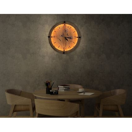 Li-Go 23688/DUB2 - LED prigušiva sat sa senzorom pokreta LED/5V 20000 mAh + 1xAA Ø 32 cm hrast/maslačak