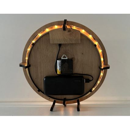 Li-Go 23688/DUB2 - LED prigušiva sat sa senzorom pokreta LED/5V 20000 mAh + 1xAA Ø 32 cm hrast/maslačak