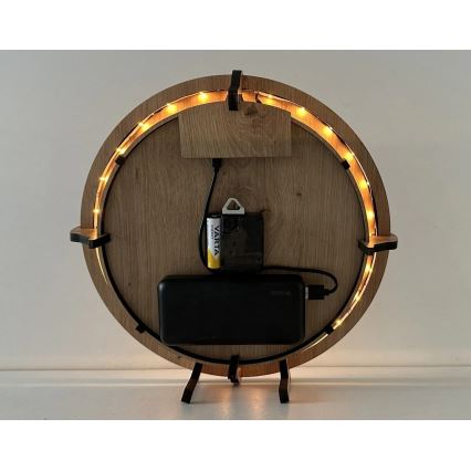 Li-Go 23712/DUB/BAT2 - LED prigušiva zidni sat sa senzorom pokreta LED/10W/5V 20000 mAh + 1xAA prečnik 32 cm hrast/Mali princ