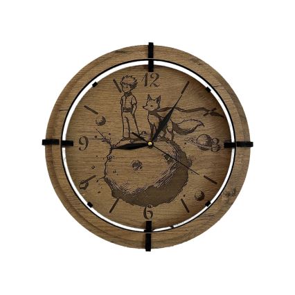 Li-Go 23712/DUB/BAT2 - LED prigušiva zidni sat sa senzorom pokreta LED/10W/5V 20000 mAh + 1xAA prečnik 32 cm hrast/Mali princ