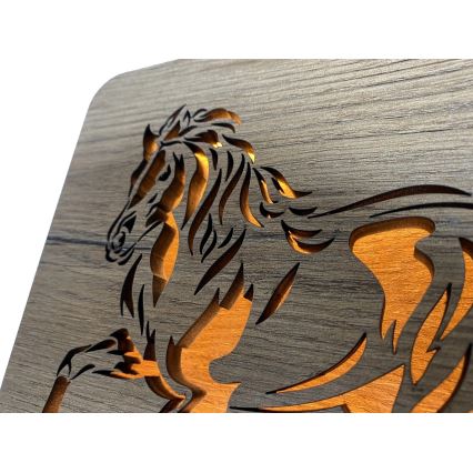 Li-Go 4070/DUB2 - LED dekoracija za sto LED/12W/230V 19x19 cm hrast/konj