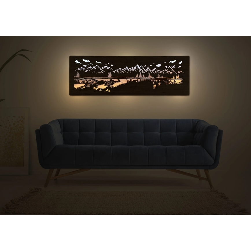 Li-Go 4778/A/4 - prigušiva LED zidna dekoracija LED/10W/5V 30000 mAh 120x40 cm hrast/Jezero