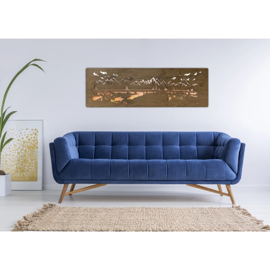 Li-Go 4778/A/4 - prigušiva LED zidna dekoracija LED/10W/5V 30000 mAh 120x40 cm hrast/Jezero
