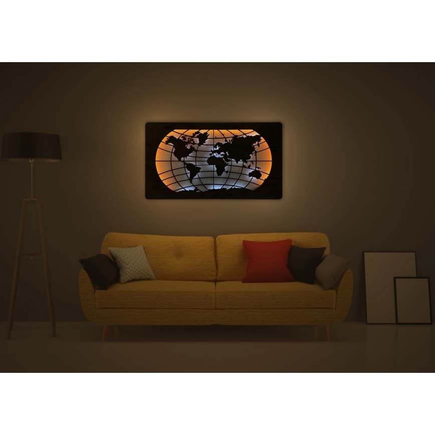 Li-Go 4868/DUB2 - LED prigušiva zidna dekoracija LED/24W/230V 110x60 cm hrast/Mapa sveta (paralele)