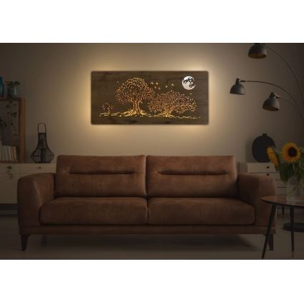 Li-Go 5042/DUB2 - prigušiva LED zidna dekoracija LED/24W/230V 110x50 cm hrast/Tri hrasta i mesec