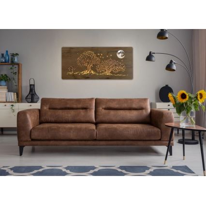 Li-Go 5042/DUB2 - prigušiva LED zidna dekoracija LED/24W/230V 110x50 cm hrast/Tri hrasta i mesec