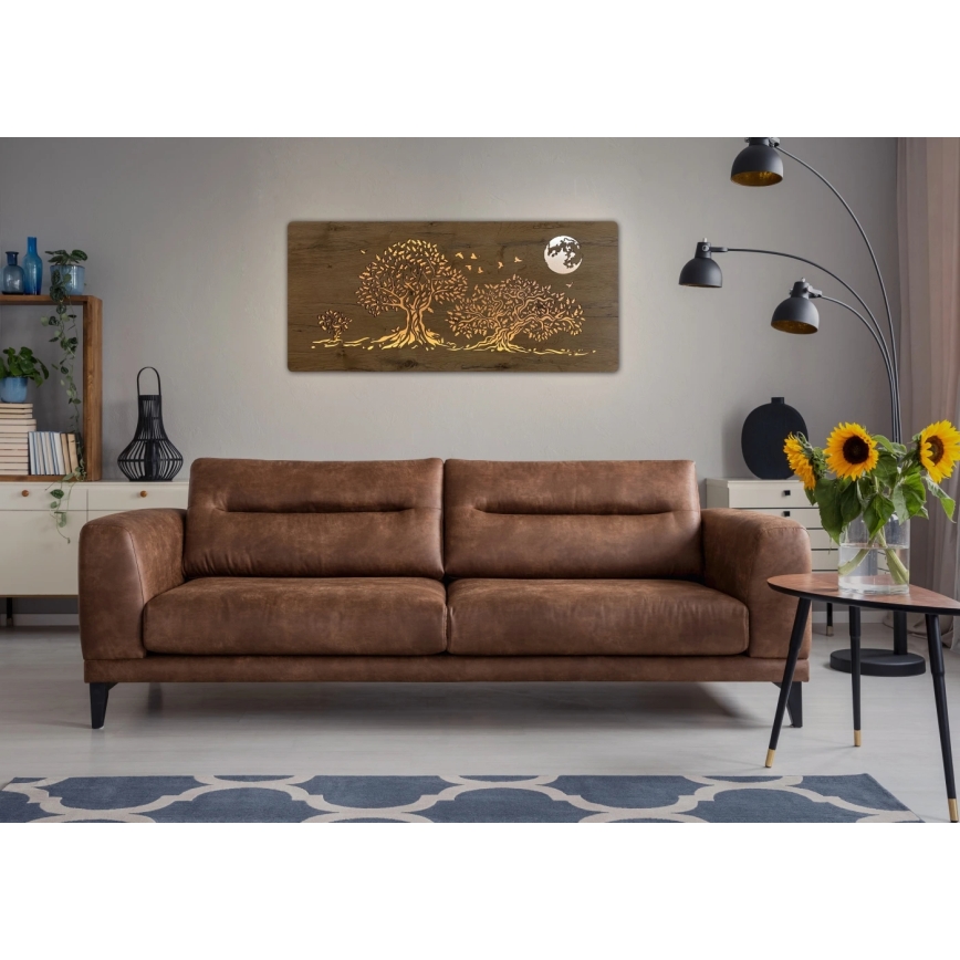 Li-Go 5042/DUB2 - prigušiva LED zidna dekoracija LED/24W/230V 110x50 cm hrast/Tri hrasta i mesec
