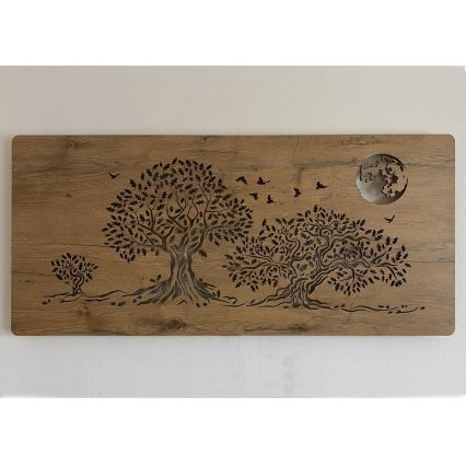 Li-Go 5042/DUB2 - prigušiva LED zidna dekoracija LED/24W/230V 110x50 cm hrast/Tri hrasta i mesec