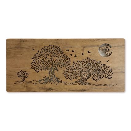 Li-Go 5042/DUB2 - prigušiva LED zidna dekoracija LED/24W/230V 110x50 cm hrast/Tri hrasta i mesec