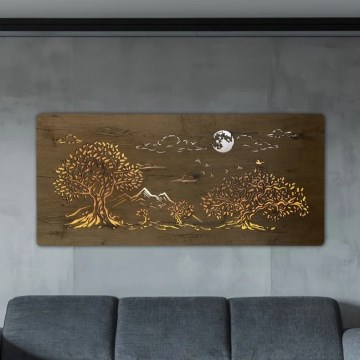 Li-Go 5478/DUB2 - LED prigušiva zidna dekoracija LED/24W/230V 130x60 cm hrast/Četiri hrasta i mesec