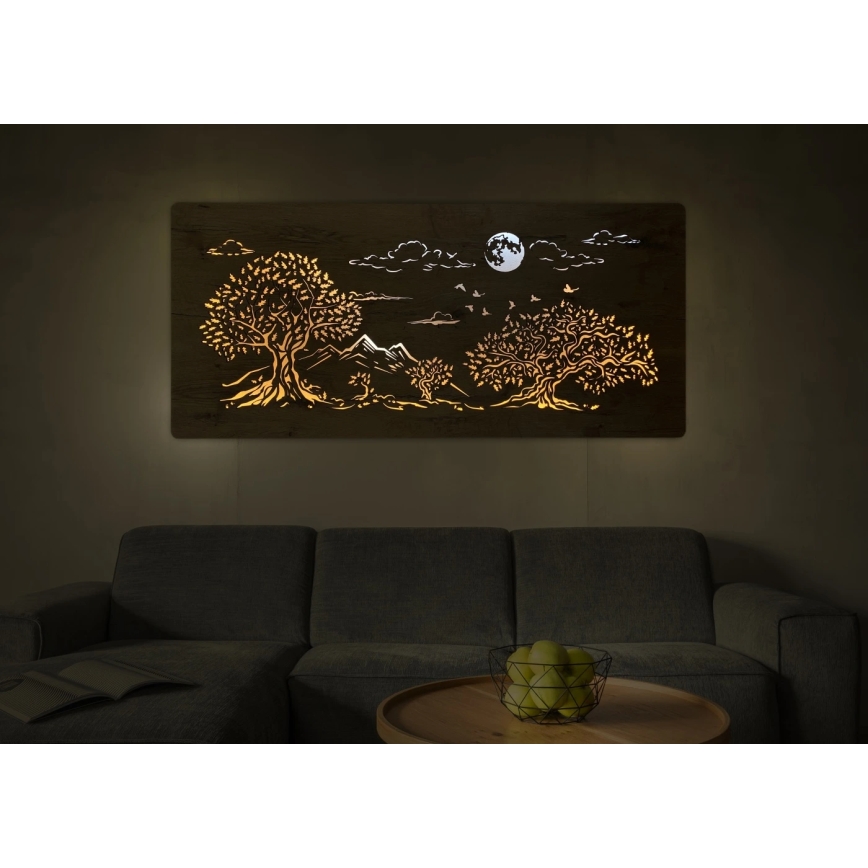 Li-Go 5478/DUB2 - LED prigušiva zidna dekoracija LED/24W/230V 130x60 cm hrast/Četiri hrasta i mesec