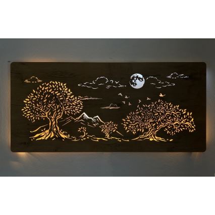 Li-Go 5478/DUB2 - LED prigušiva zidna dekoracija LED/24W/230V 130x60 cm hrast/Četiri hrasta i mesec