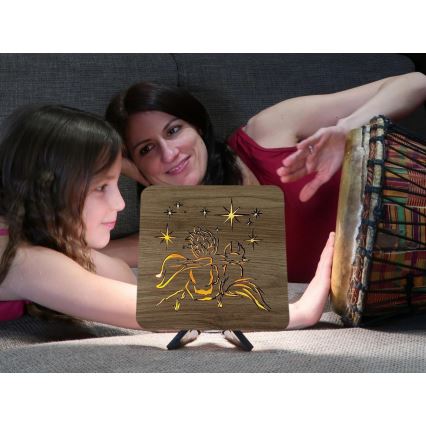 Li-Go 5788/DUB2 - LED stona dekoracija LED/12W/230V 19x19 cm hrast/Mali princ