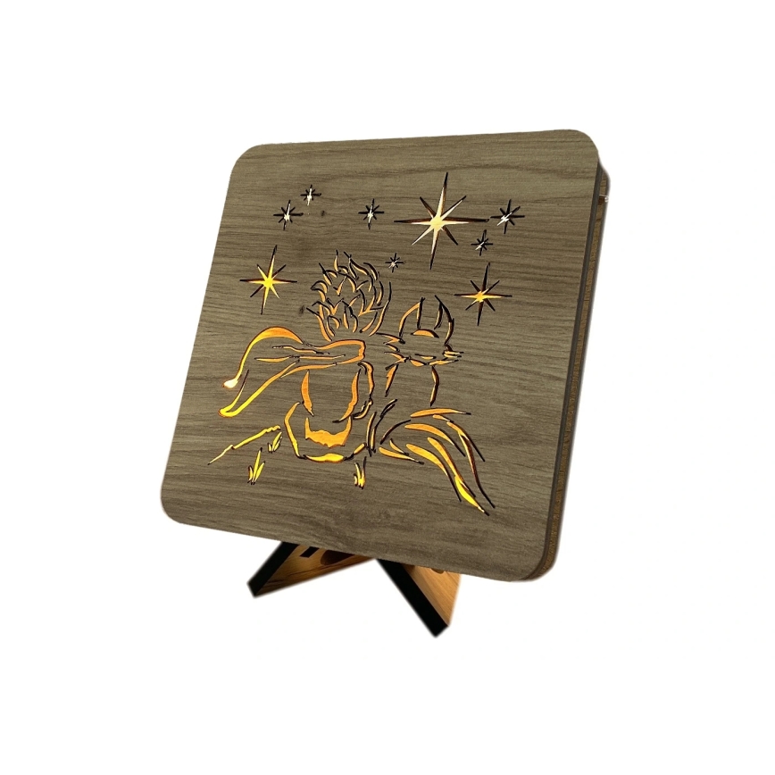 Li-Go 5788/DUB2 - LED stona dekoracija LED/12W/230V 19x19 cm hrast/Mali princ