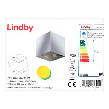 Lindby - Zidna svetiljka NEHLE 1xG9/33W/230V