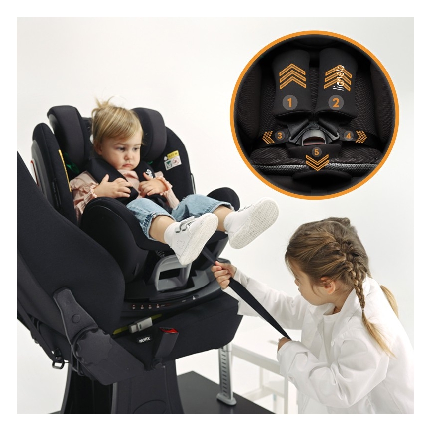 Lionelo - Rotirajuće autosedište sa bazom ANTOON PLUS i-Size 40-105 cm Crni Oniks