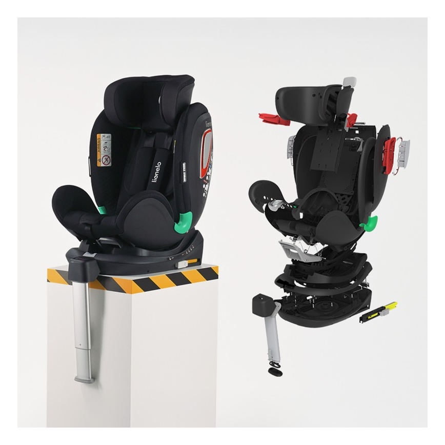 Lionelo - Rotirajuće autosedište sa bazom ANTOON PLUS i-Size 40-105 cm Crni Oniks